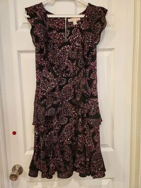 🌸MICHA Michael Kors Floral Ruffle Dress | Zip Back| Feminine Chic | Size S 🌸
